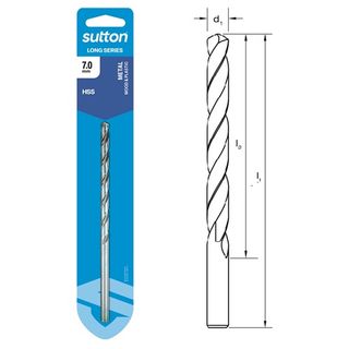 7mm x 159mm Long Series Drill HSS Carded