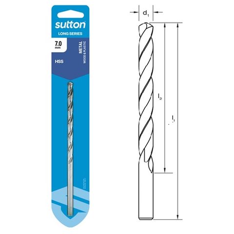 7mm x 159mm Long Series Drill HSS Carded