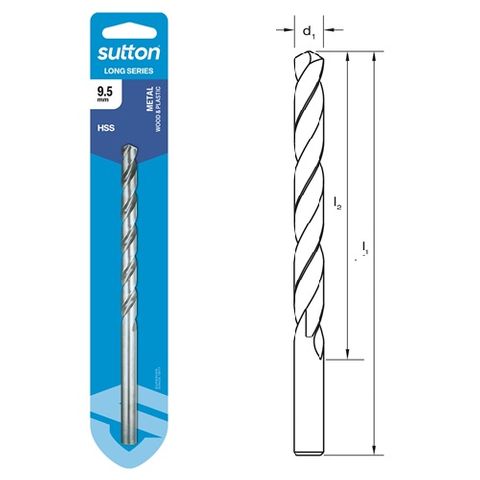 9.5mm x 171mm Long Series Drill HSS Carded