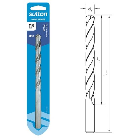 11mm x 184mm Long Series Drill HSS Carded