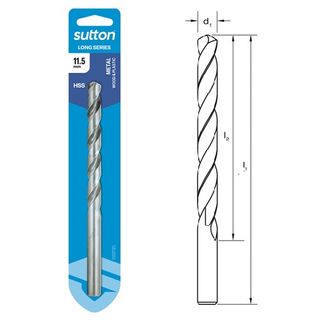 11.5mm x 184mm Long Series Drill HSS Carded