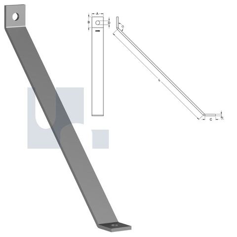 H2452 - 422mm x 41mm x 40mm x 6mm Angle Fitting 45 deg Brace (2 Hole M12) Galvanised