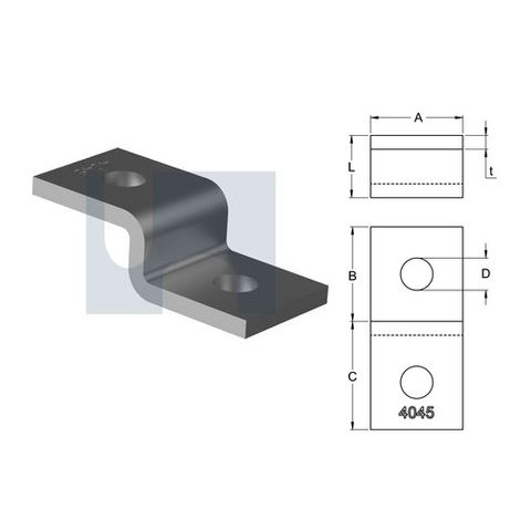 H4045 - 88mm x 21mm x 40mm x 6mm Angle Fitting Z Bracket (2 Hole M12) Galvanised