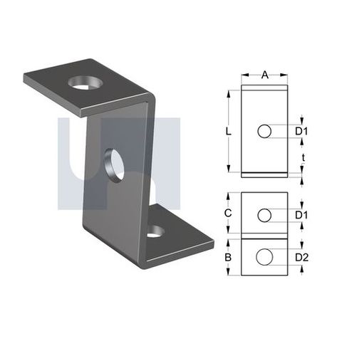 M12/M16 x 90mm Connector Z-Type Bracket Galvanised