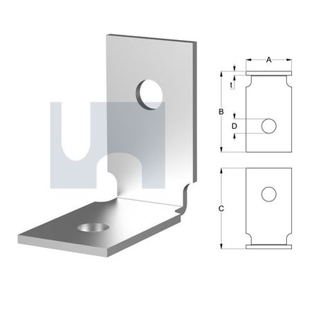M10 x 60mm x 60mm x 35mm Angle Bracket (Heavy Duty) Galvanised