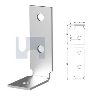 M10 x 60mm x 100mm x 35mm Angle Bracket (Heavy Duty) Galvanised