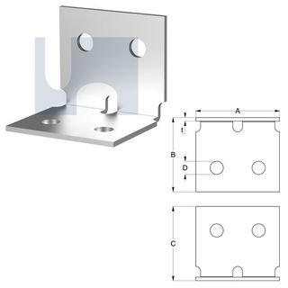 M10 x 60mm x 60mm x 70mm Angle Bracket (Heavy Duty) Galvanised