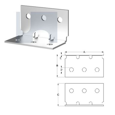 M10 x 60mm x 60mm x 105mm Angle Bracket (Heavy Duty) Galvanised