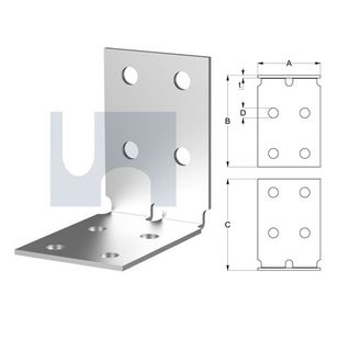 M10 x 100mm x 100mm x 70mm Angle Bracket (Heavy Duty) Galvanised