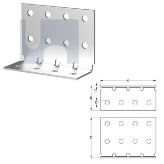M10 x 60mm x 100mm x 140mm Angle Bracket (Heavy Duty) Galvanised