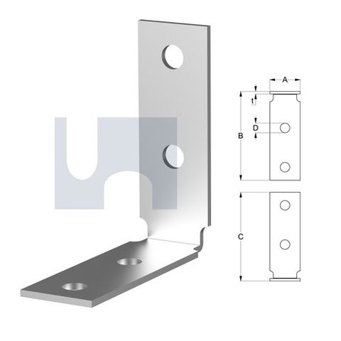 M10 x 100mm x 100mm x 35mm Angle Bracket (Heavy Duty) Galvanised