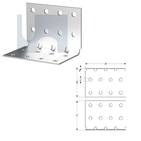 M10 x 100mm x 100mm x 140mm Angle Bracket (Heavy Duty) Galvanised