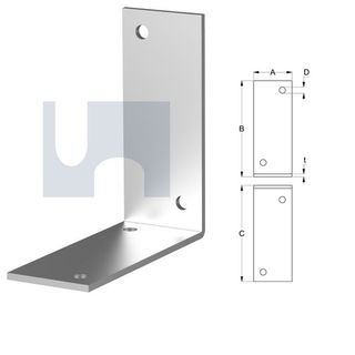100mm x 100mm x 3mm Angle Bracket Light Duty (4 Hole M6) Galvanised