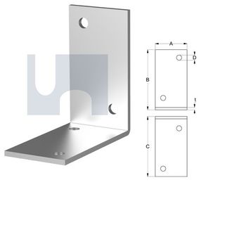 75mm x 75mm x 3mm Angle Bracket Light Duty (4 Hole M6) Galvanised