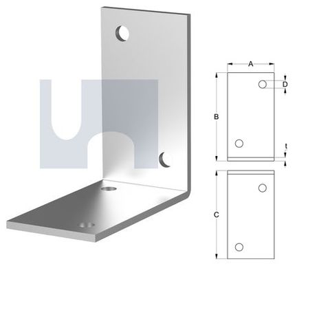 75mm x 75mm x 3mm Angle Bracket Light Duty (4 Hole M6) Galvanised