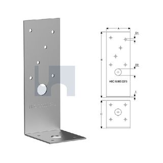 55mm x 130mm x 2mm Angle Bracket Pergola (2 Hole M12) Galvanised