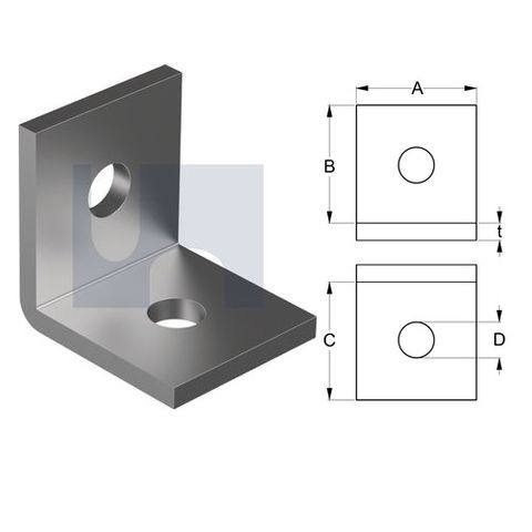 40mm x 40mm x 5mm Angle Bracket Sturdy (2 Hole M10) Galvanised