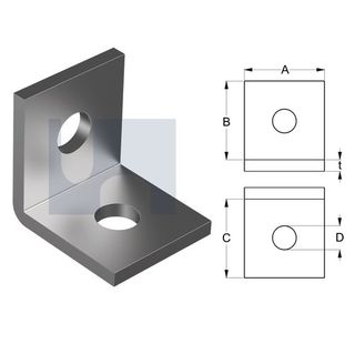 40mm x 40mm x 5mm Angle Bracket Sturdy (2 Hole M12) Galvanised