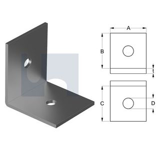 90mm x 90mm x 6mm Angle Bracket Sturdy (2 Hole M12) Galvanised