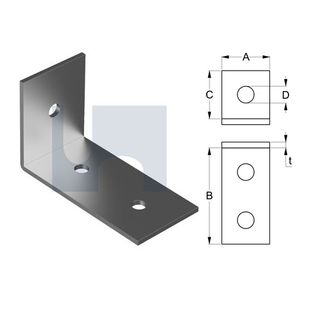 90mm x 150mm x 5mm Angle Bracket Sturdy (3 Hole M12) Galvanised