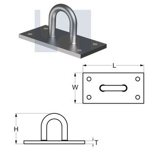 100mm x 50mm x 5mm D-Anchor Bracket (4 Hole M6) Galvanised