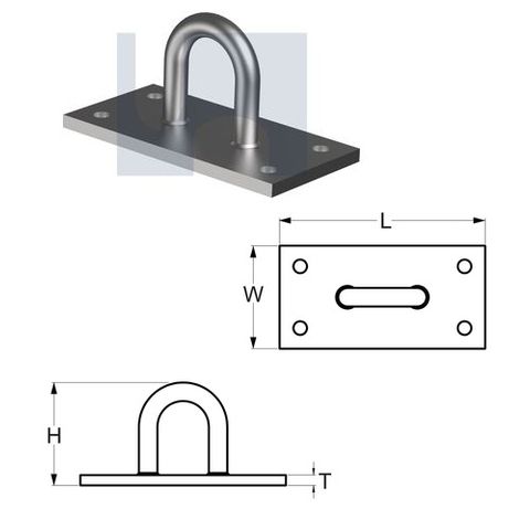 100mm x 50mm x 5mm D-Anchor Bracket (4 Hole M6) Galvanised