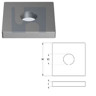 H1062 - 40mm x 40mm x 6mm Flat Plate (1 Hole M8) Galvanised