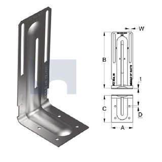 110mm x 45mm x 40mm Internal Wall Bracket Galvanised
