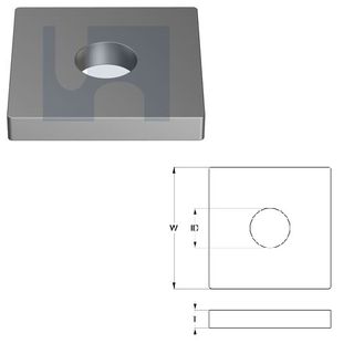 H1063 - 40mm x 40mm x 6mm Flat Plate (1 Hole M10) Galvanised