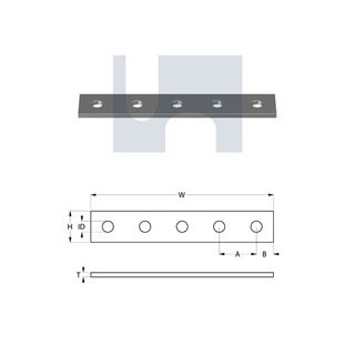 H1941 - 234mm x 41mm x 6mm Flat Plate (5 Hole M12) Galvanised
