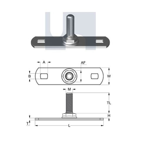 25mm x 100mm Mounting Plate (M10 Centre Bolt) Zinc Plated