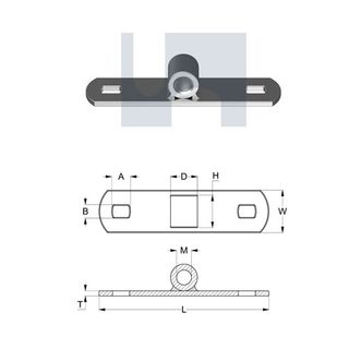 25mm x 100mm Mounting Plate (M12 Horizontal Nut) Zinc Plated
