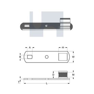 25mm x 100mm Mounting Plate (M12 Vertical Nut) Zinc Plated