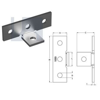H1033 - 136mm x 51mm x 40mm x 6mm Angle Fitting 90 deg (4 Hole M12) Galvanised