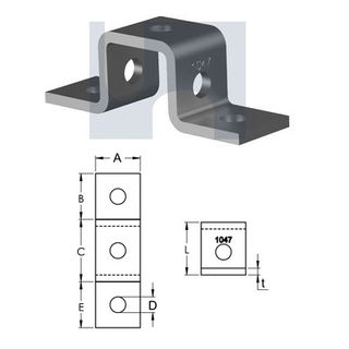 H1047 - 137mm x 41mm x 40mm x 6mm Angle Fitting U Bracket (5 Hole M12) Galvanised
