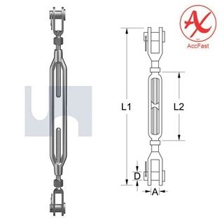 M6 x 145mm Turnbuckle (Jaw + Jaw) Stainless Steel Grade 316