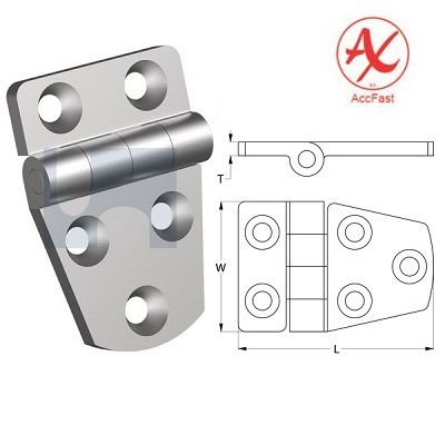 57mm x 38mm x 4mm Hatch Hinge (Uneven) Stainless Steel Grade 316