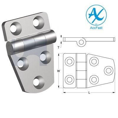 71mm x 38mm x 4mm Hatch Hinge (Uneven) Stainless Steel Grade 304