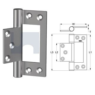 100mm x 75mm Flush Fitting Hinge (Pair) Aluminium