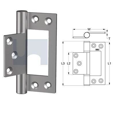 100mm x 75mm Flush Fitting Hinge (Pair) Aluminium