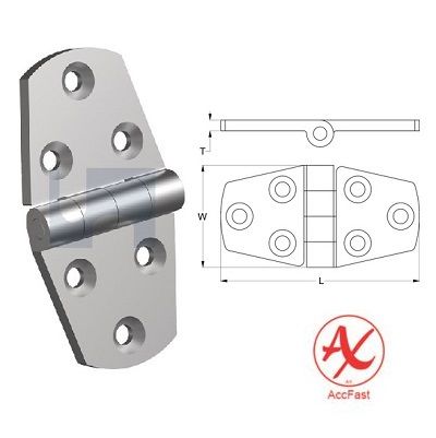 103mm x 38mm x 4.2mm Hatch Hinge (Even) Stainless Steel Grade 316