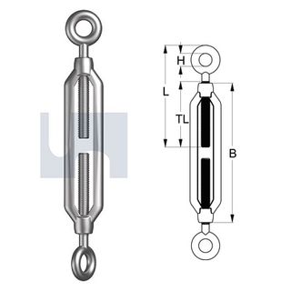 M8 x 110mm Turnbuckle (Eye + Eye) Galvanised