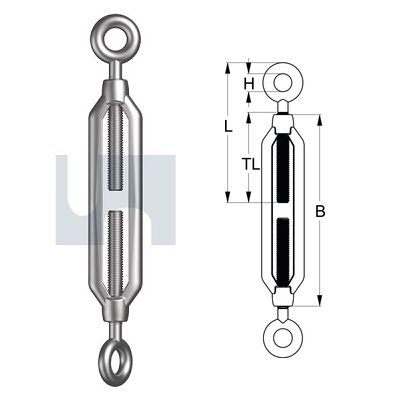 M8 x 110mm Turnbuckle (Eye + Eye) Galvanised