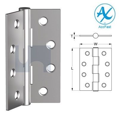 100mm x 70mm Butt Hinge Fixed Pin (Pair) Stainless Steel Grade 304