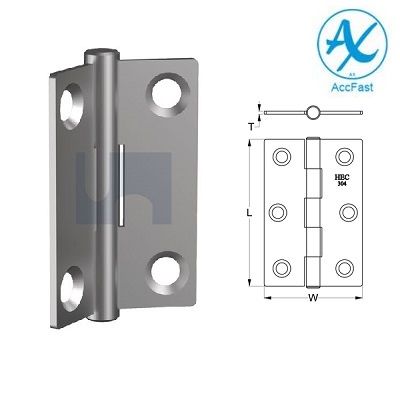 50mm x 38mm Butt Hinge Fixed Pin (Pair) Stainless Steel Grade 304
