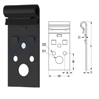 Vertical Hanger Clip 1.6-2.5 (Pack of 100) Zinc Black