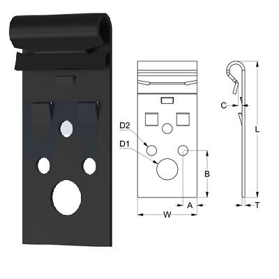 Vertical Hanger Clip 1.6-2.5 (Pack of 100) Zinc Black