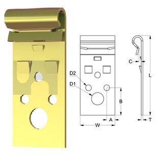 Vertical Hanger Clip 1.6-2.5 (Pack of 100) Zinc Yellow