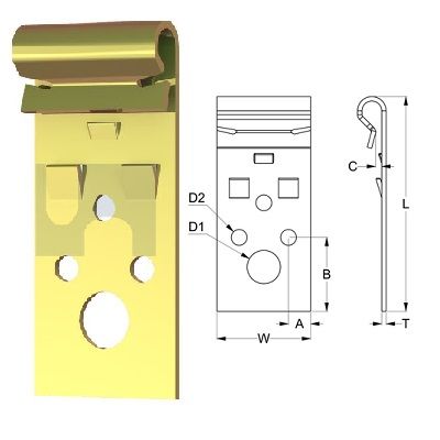 Vertical Hanger Clip 1.6-2.5 (Pack of 100) Zinc Yellow
