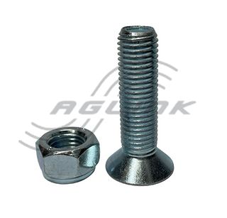 Flat Head Cap Screw and Nut M16x60 Zinc